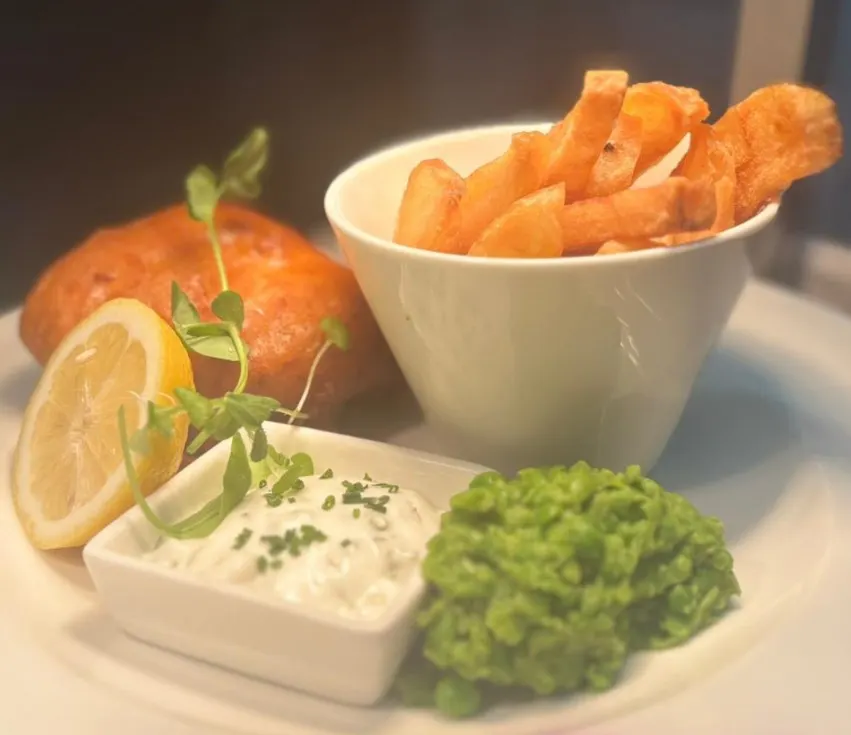 Hake and chips