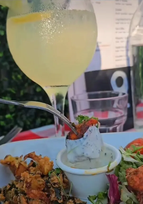 Lemon drink and food dip